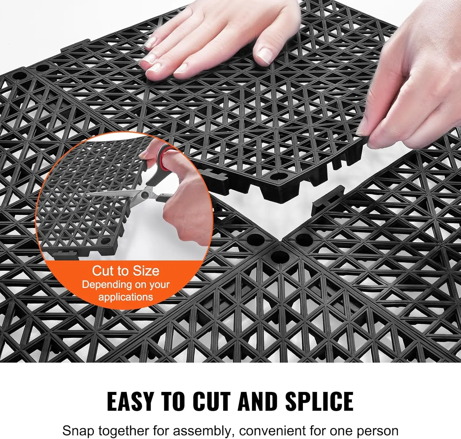 Interlocking Tile 55PCS Black, Drainage Tiles 12" x 12" Splicing, Soft PVC Interlocking Drainage Floor Tiles, Non-Slip