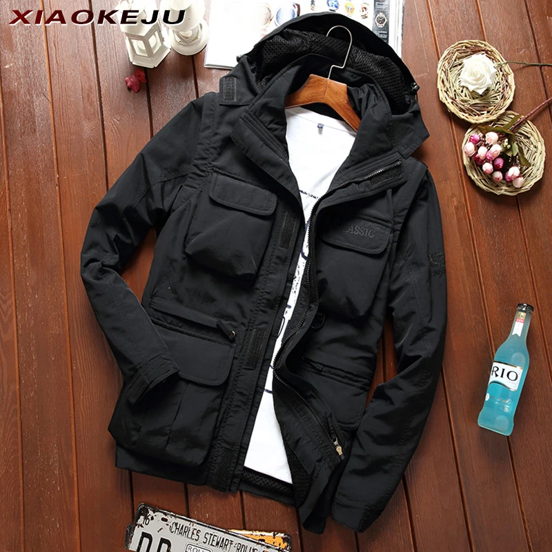 Hooded Jackets Motorcycle Jacket New Coats Parkas Men's Spring Fashion Man Winter Overcoat Clothing Plus Size Outerwears Coat &