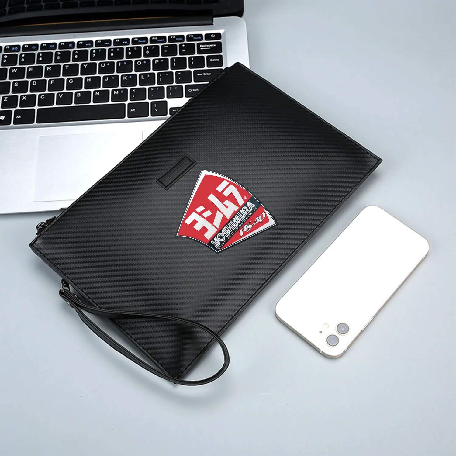 Logotipo Yoshimura escape RS-4D diseño elegante impreso PU bolso de hombre moderno y práctico para el transporte diario