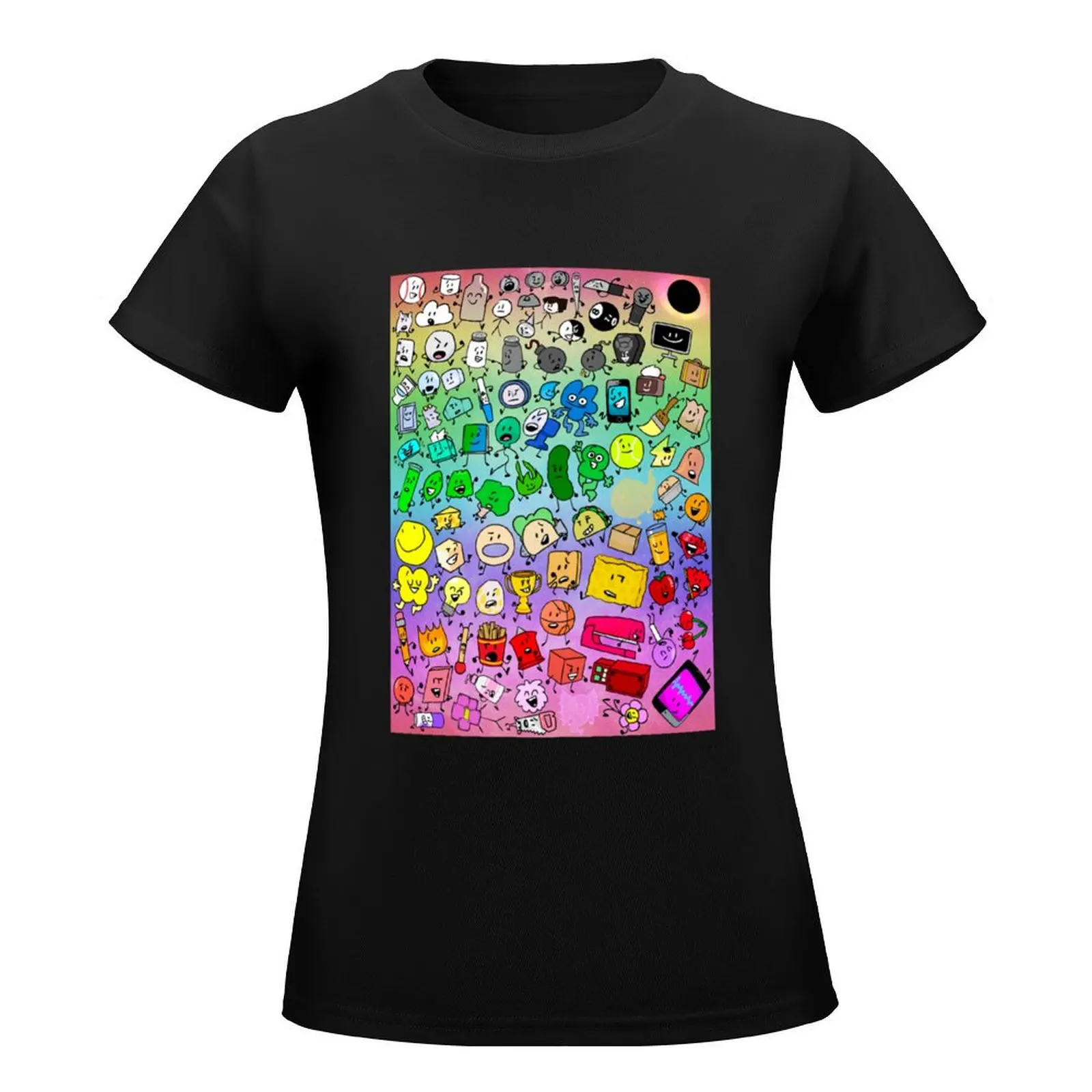 Bfdi Inanimate Insanity All Characters (Rainbow) T-Shirt tees funny heavyweights korean Women's clothes