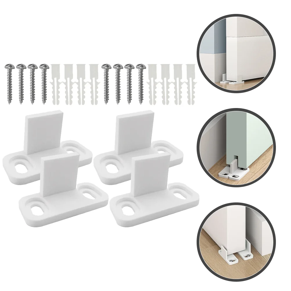 

4 Sets Bypass Door Guide Barn Swing Stop Sliding Floor Guides Closet Knobs Pull Through