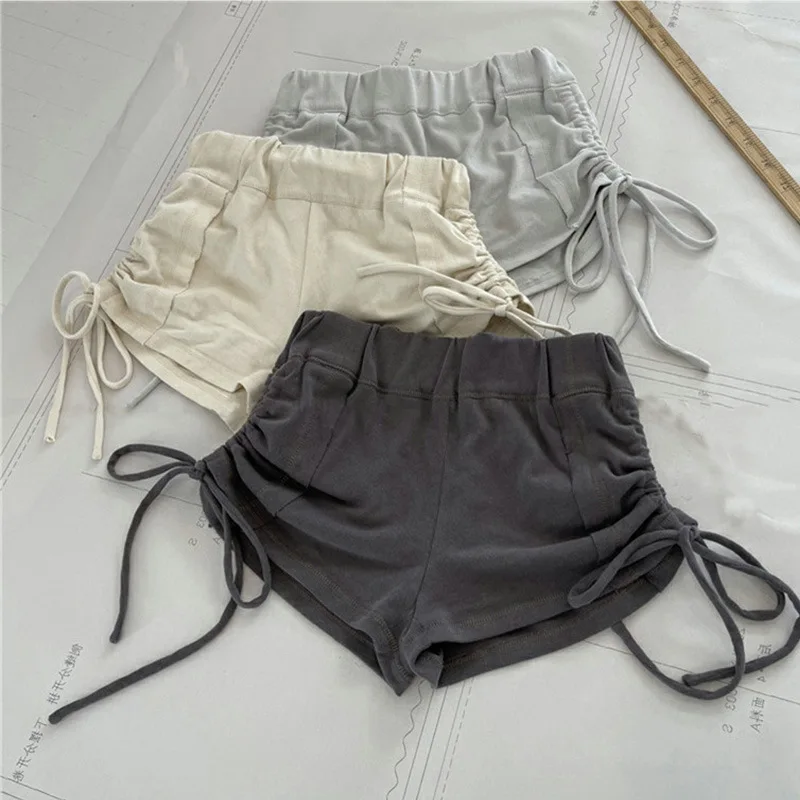 

Cotton 2025 new sports casual pants women's summer hot pants drawstring high waist shorts loose wide leg pants