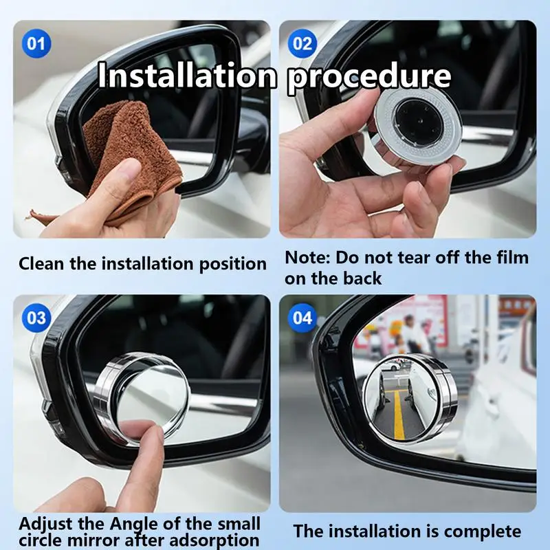 2pcs Rotatable Anti Fog Mirror With Suction Cup Car Round Rear View Mirror Blind Spot  360 Degree Adjustable for Car Accessories