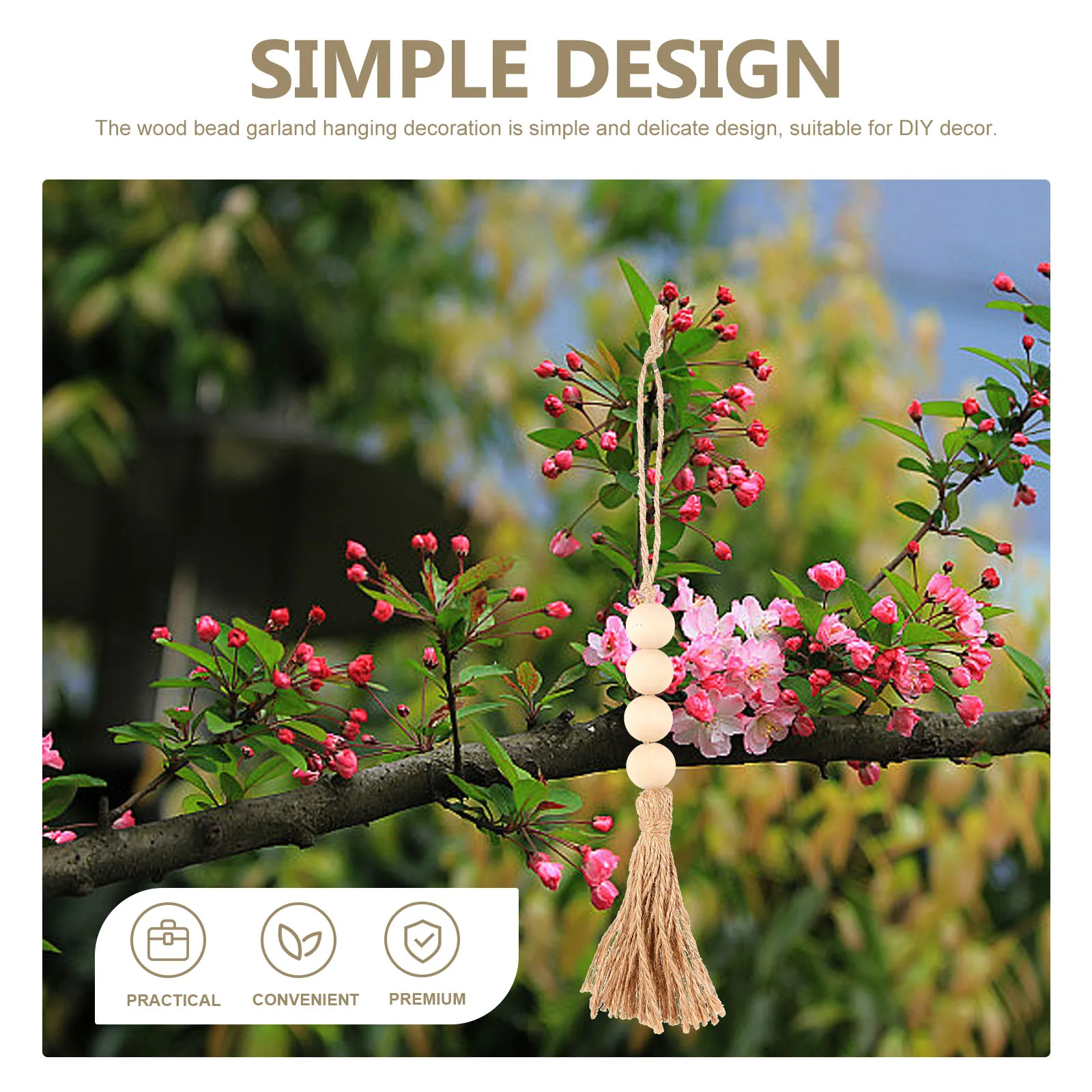 

4 Pcs Colored Bead Tassel Rustic Style Wooden Decor for Wall Window Door Bedroom Living Room Kids Room DIY