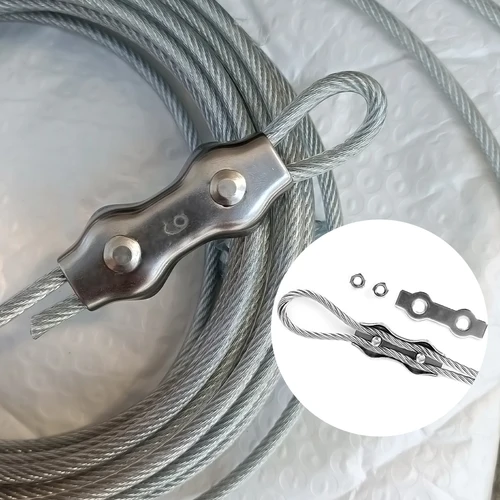 Imagen 2 del producto Abrazaderas de cuerda de alambre impermeables, Clip de perno de doble poste de acero inoxidable, cerraduras de Cable simples, sujetador de Hardware M2 M3 M4 M5 M6 M8, 5-10 Uds.