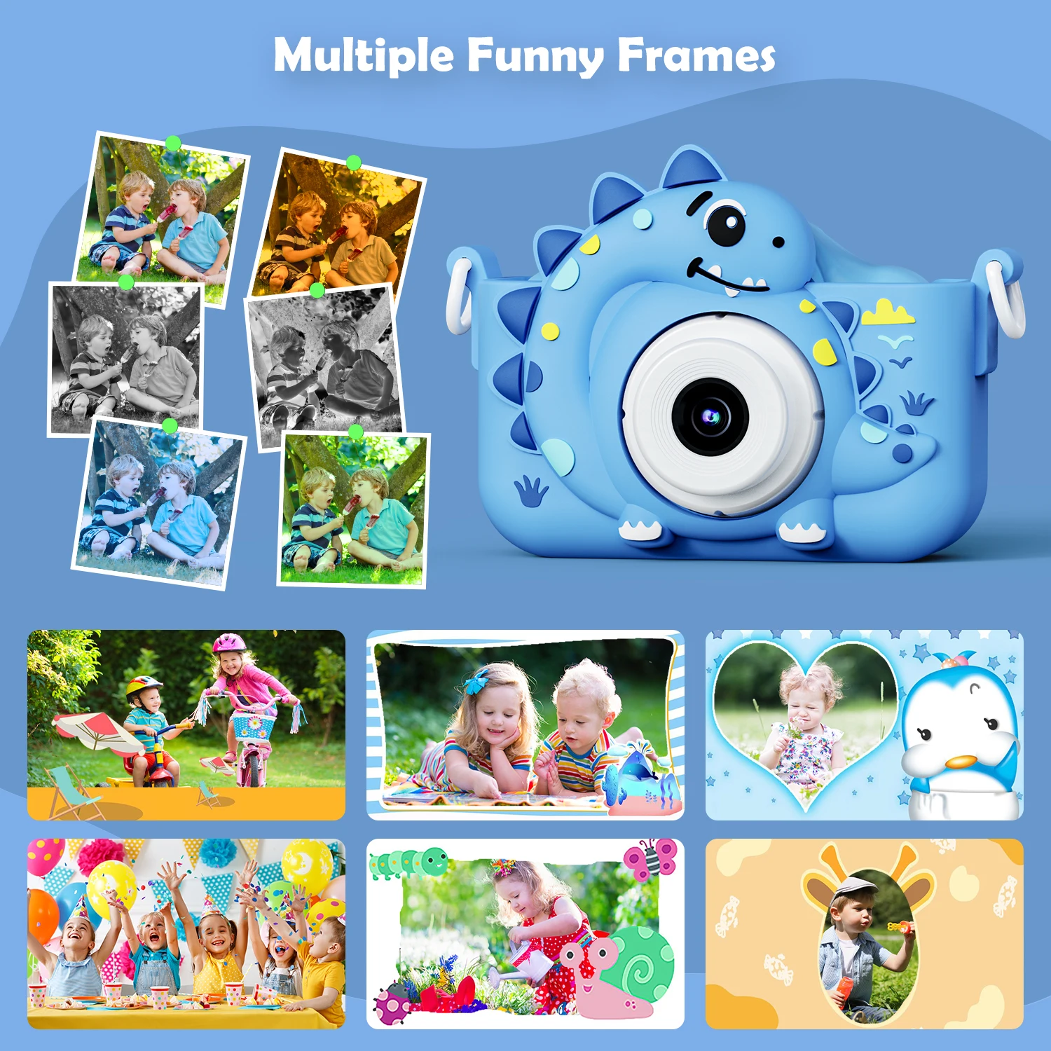 Mini appareils photo numériques pour enfants, mignon, avec carte 32G, jouets éducatifs, prise de vue vidéo HD 1080p, cadeaux d'anniversaire pour bébés