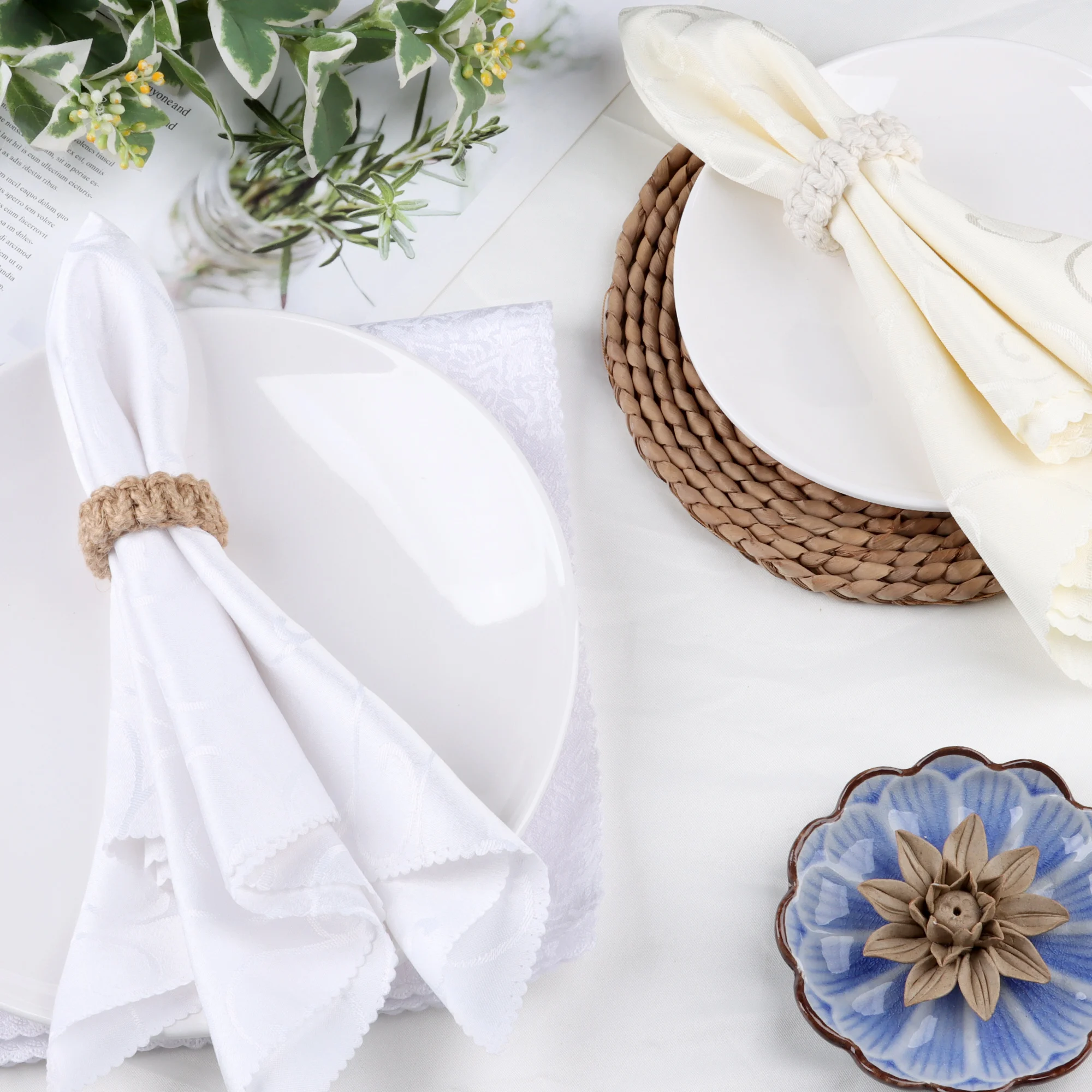 4pcs Plain Hand-woven Linen Grass Napkin Ring,Straw Ring,Western Restaurant Napkin Buckle,Home Decoration,Christmas Decorations