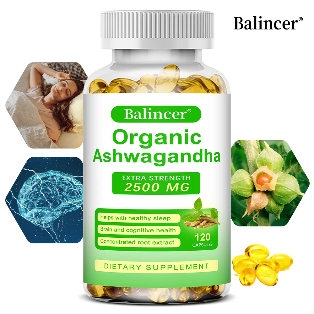

Strong Organic Ashwagandha Supplement, 2500 Mg, for Increased Endurance and Energy, Balanced Mood, and Improved Sleep