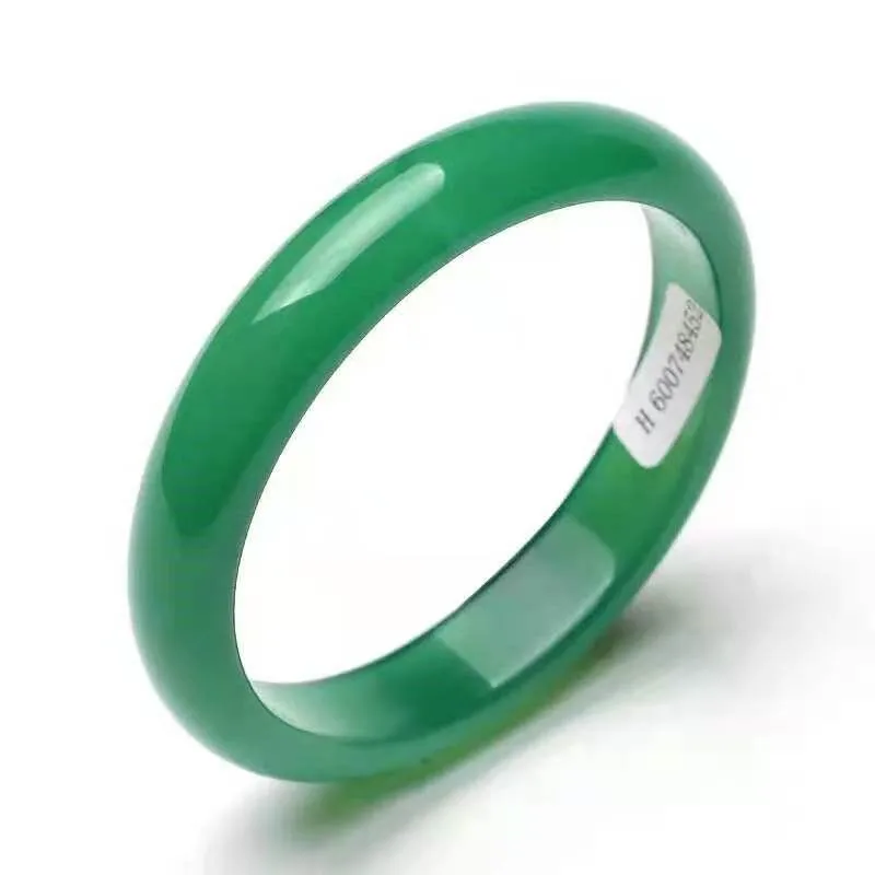 Women's Fashion Narrow Strip Light Green Chalcedony Agate Bracelet