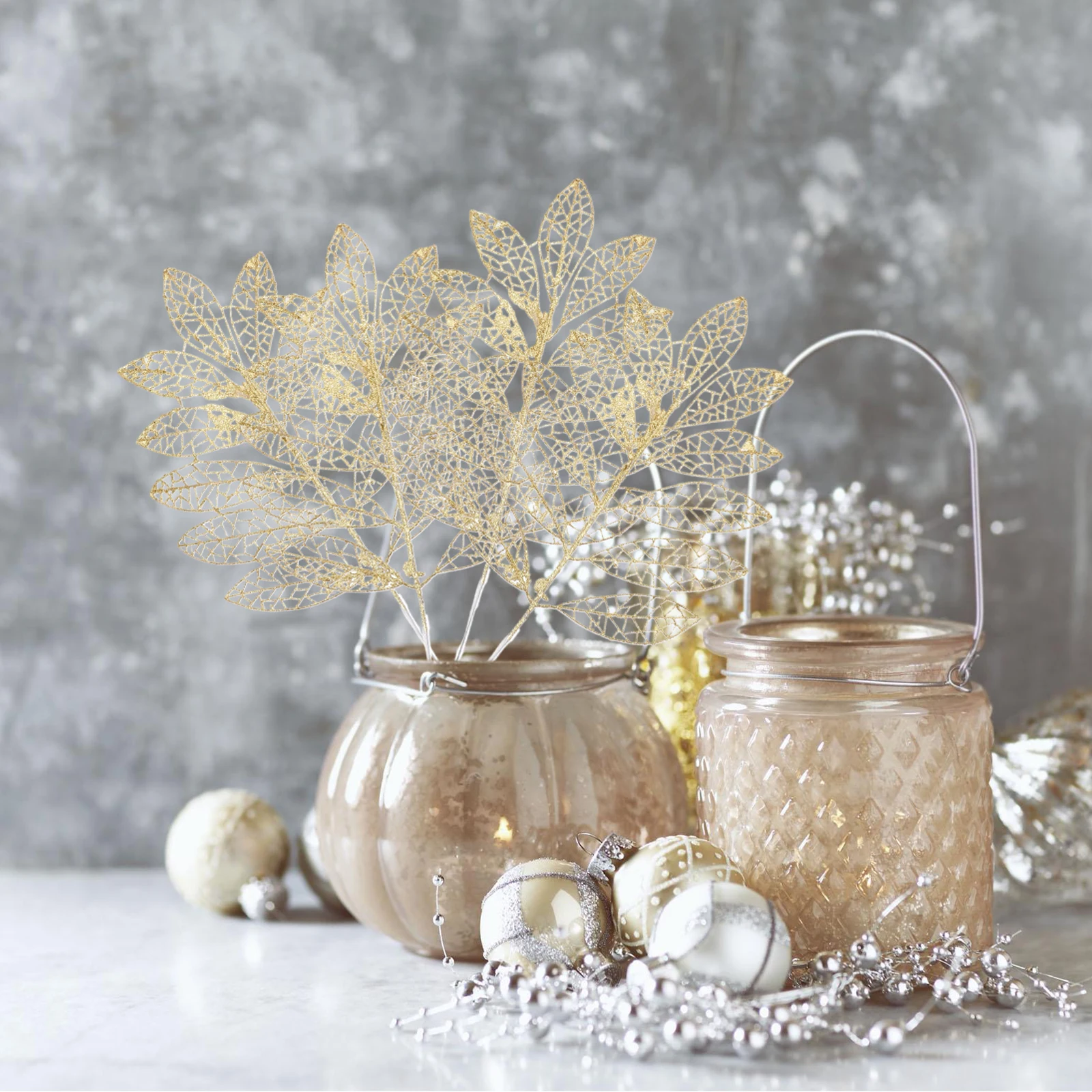 

5 Pcs Artificial Plant Leaves Decor Home Wedding Dress Glitter Leaf Plastic Bride