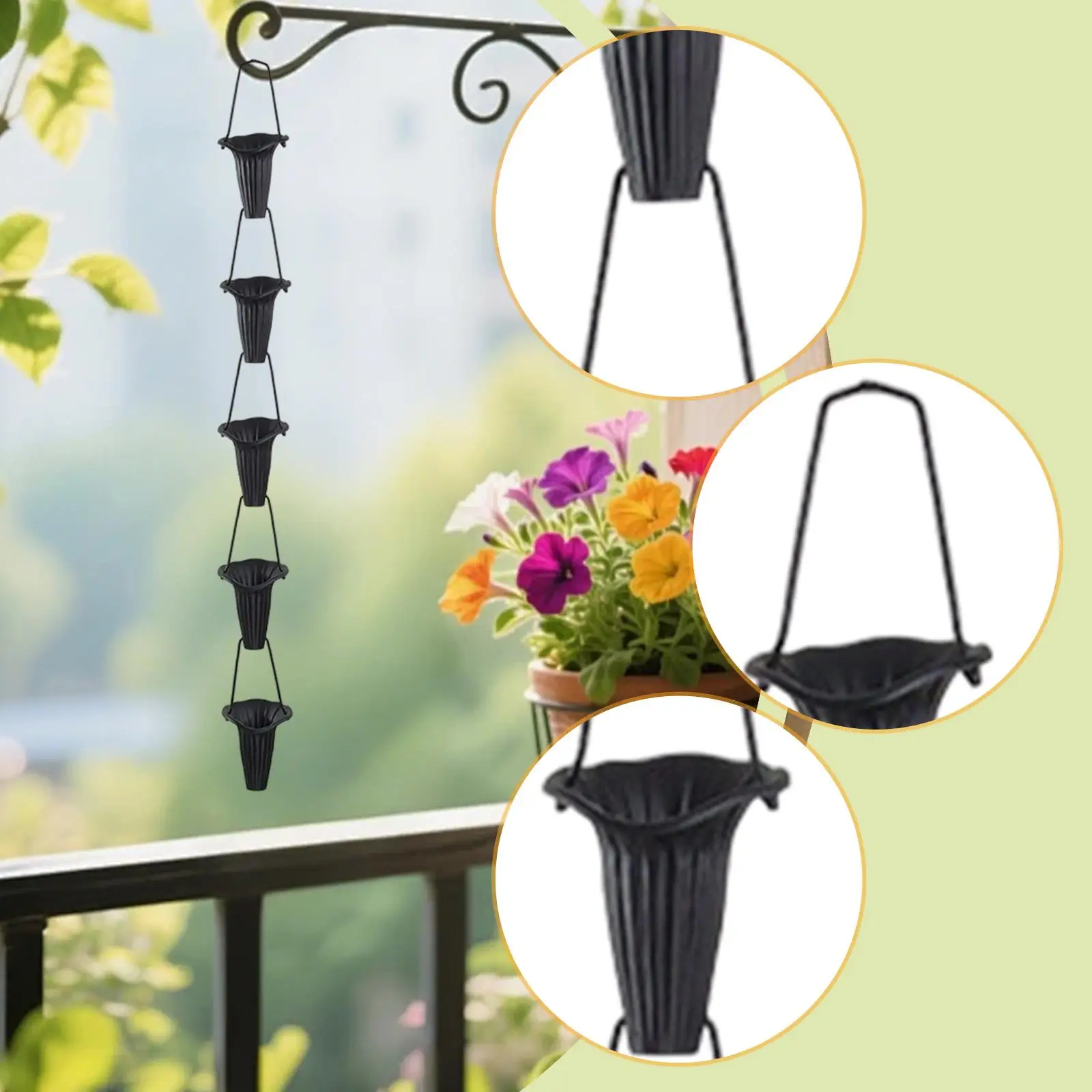 Outdoor Rainwater Catcher Chain Trumpet Flower Drainage Gutter Replacement for Garden Courtyard
