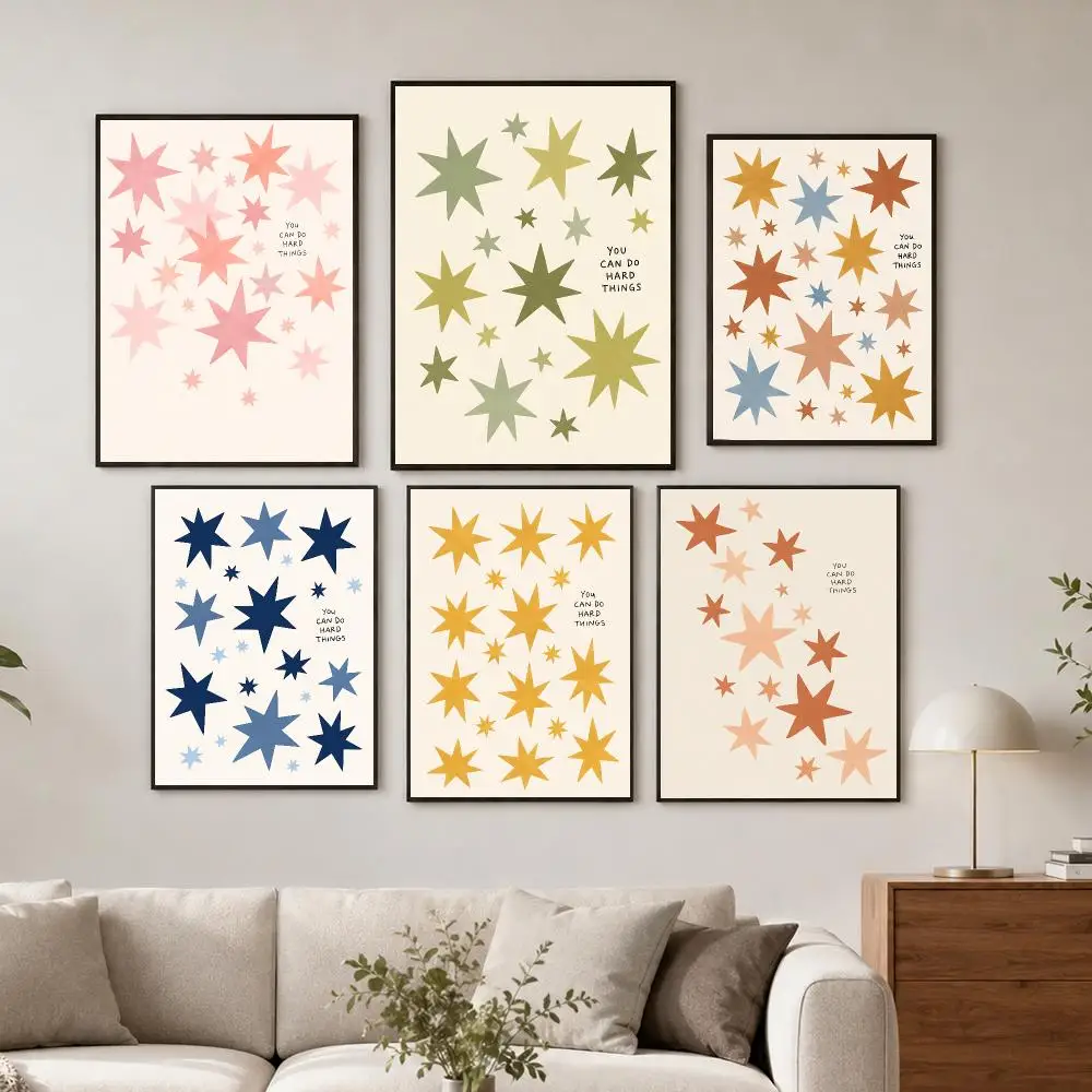Motivational Star Typography Poster Wall Decor Self-Adhesive Aesthetic Modern Vibe Stylish Gift Friends Living Room Bedroom