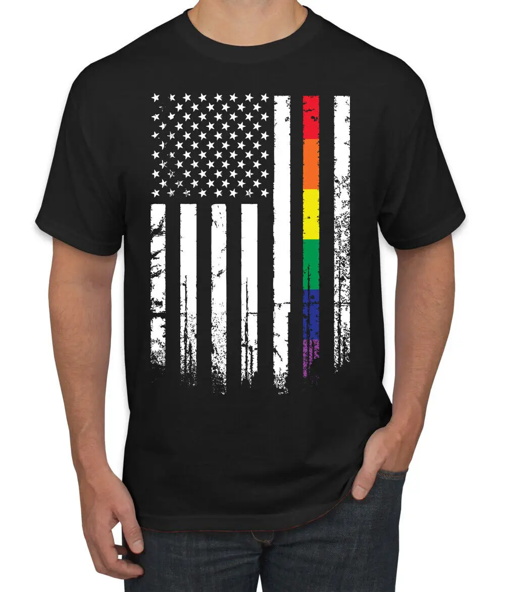 

USA Gay Pride Rainbow American Flag LGBT Men Graphic Tshirt