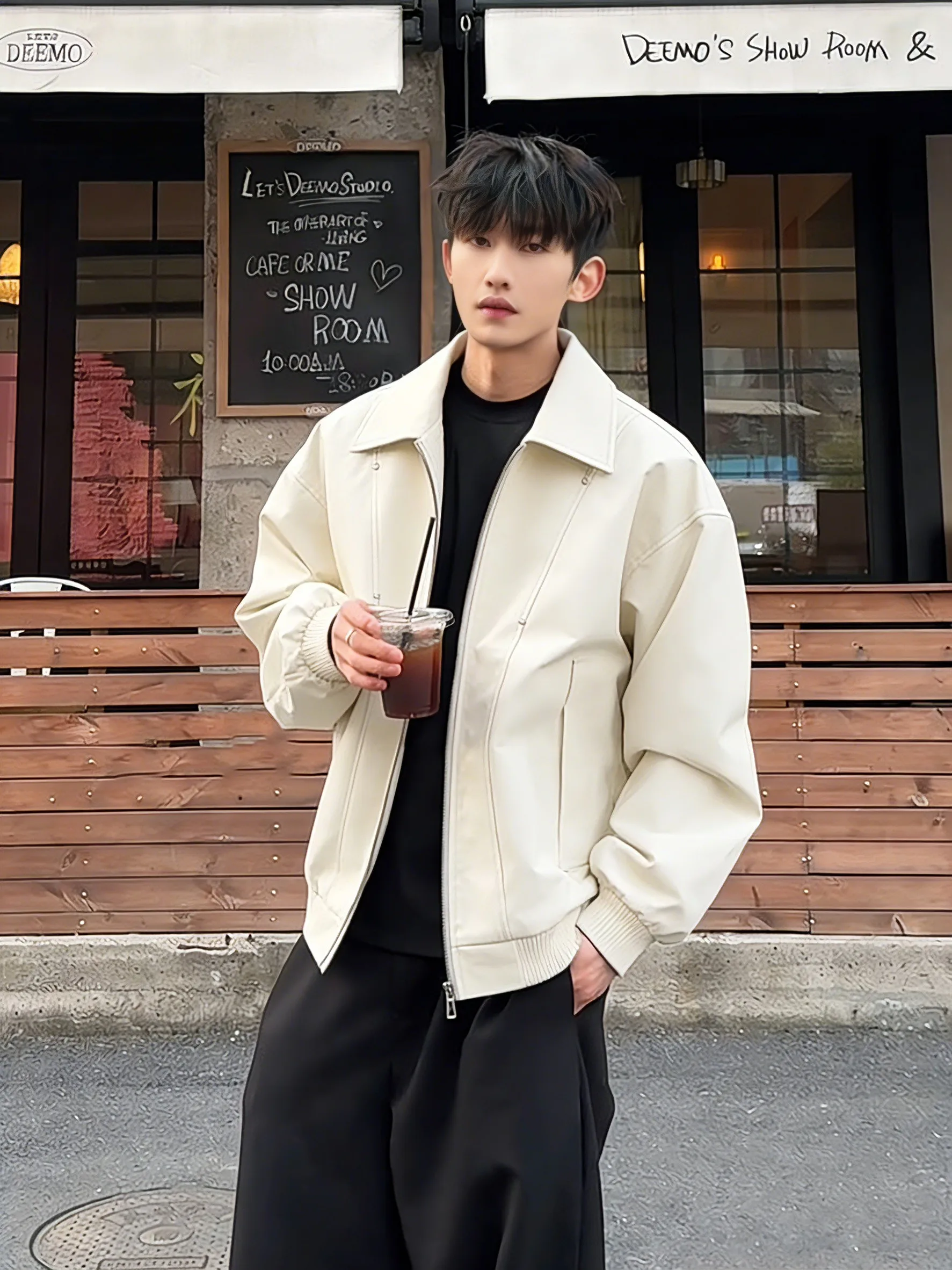 

Мужская демисезонная куртка-пилот из искусственной кожи Militaria с воротником-стойкой, в американском мотоциклетном стиле