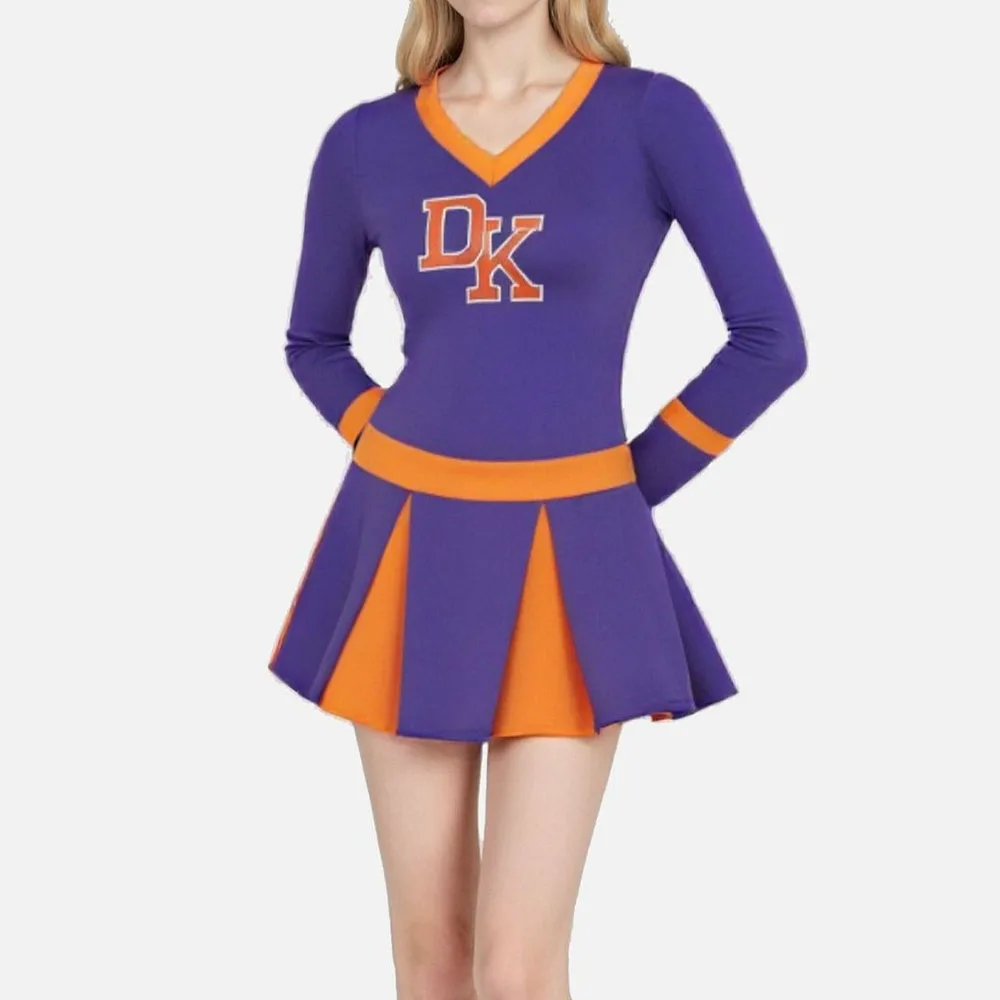Megan Fox Jennifer's Body Purple High School Cheerleader-Kostüm Jennifer Check Cheerleading-Uniform Mädchen-Wettkampf-Rock-Set