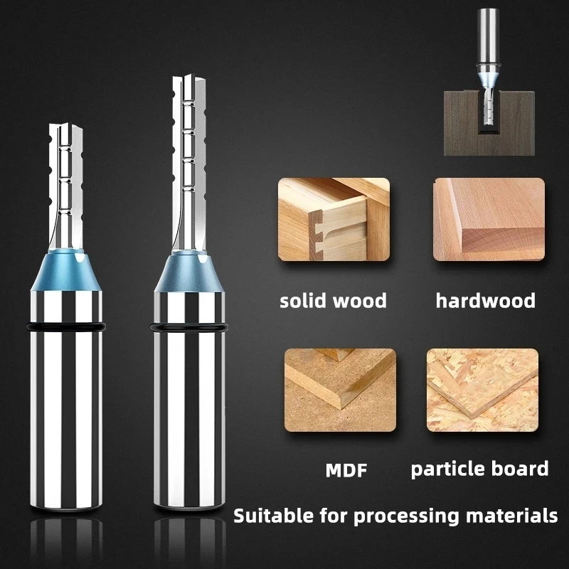 HUHAO Milling Cutter for Wood 1/2 Shank Router Bit 3 Flute TCT Slot Cutter Straigh End Mill Carving MDF Plywood Woodworking Tool