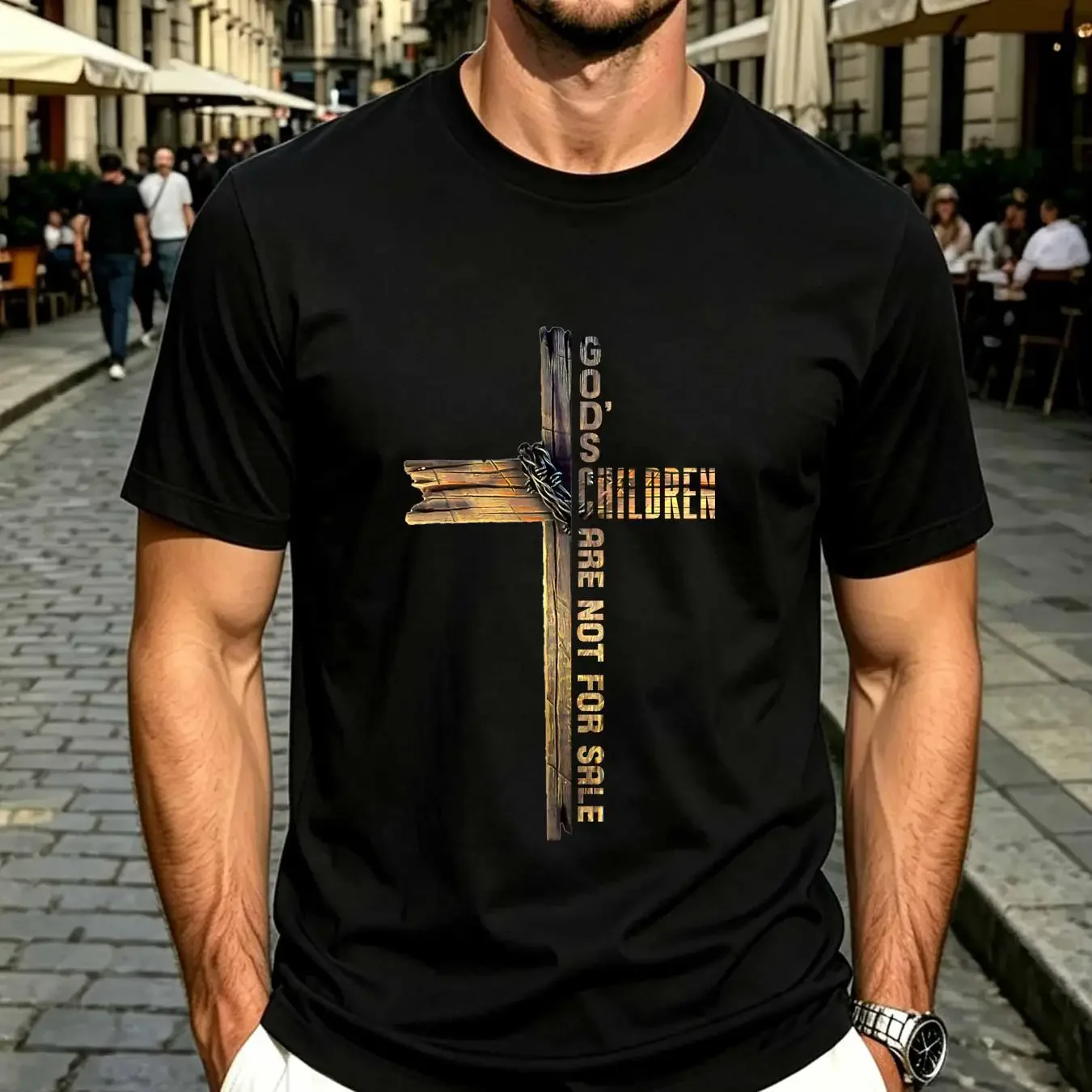 washed T Shirt God's Children Are Not For Sale Embracing Sound of Freedom S 5XL vintage Washed streetwear homme Comfortable