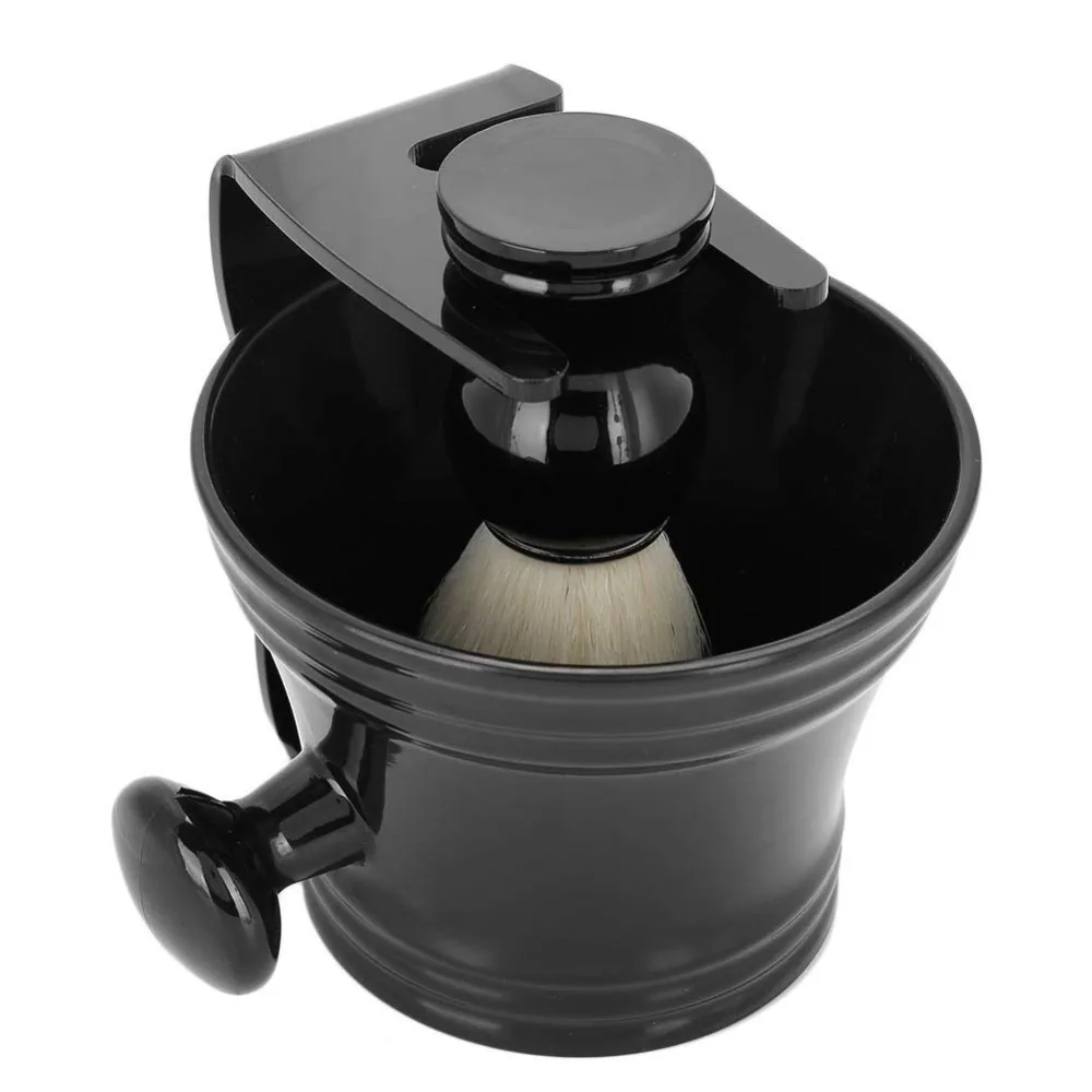 3PCS Soft Nylon Hair Shaving Brush Set Stainless Steel Bowl Black Beard Brush ABS Handle Shaving Bowl Mug