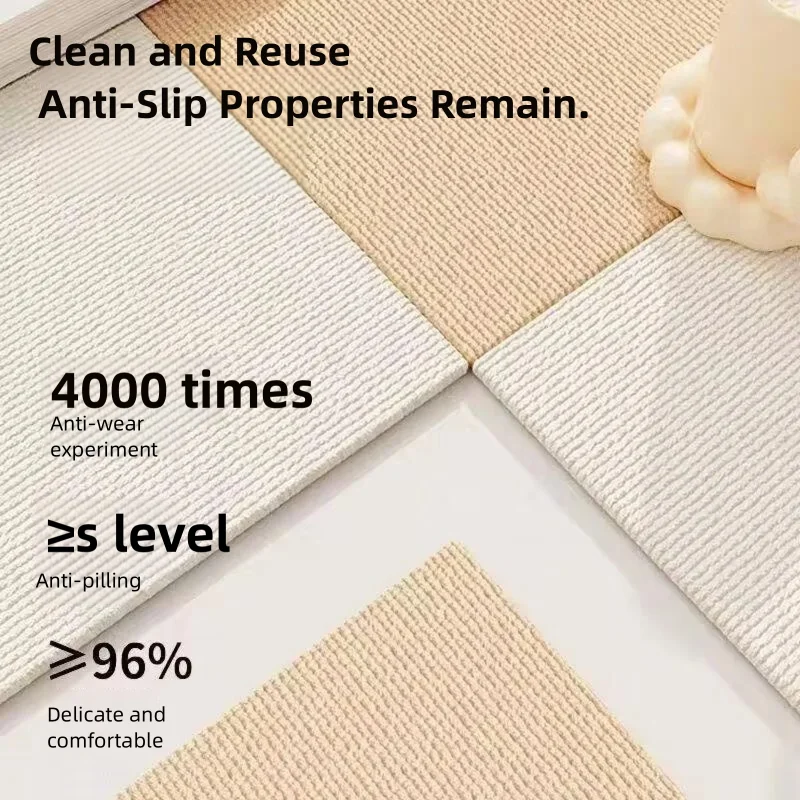 Washable Glue-Free Self-Adhesive Carpet Tiles – Electrostatic Adsorption, Non-Slip, Cut-to-Fit for Bedroom, Home & Office,