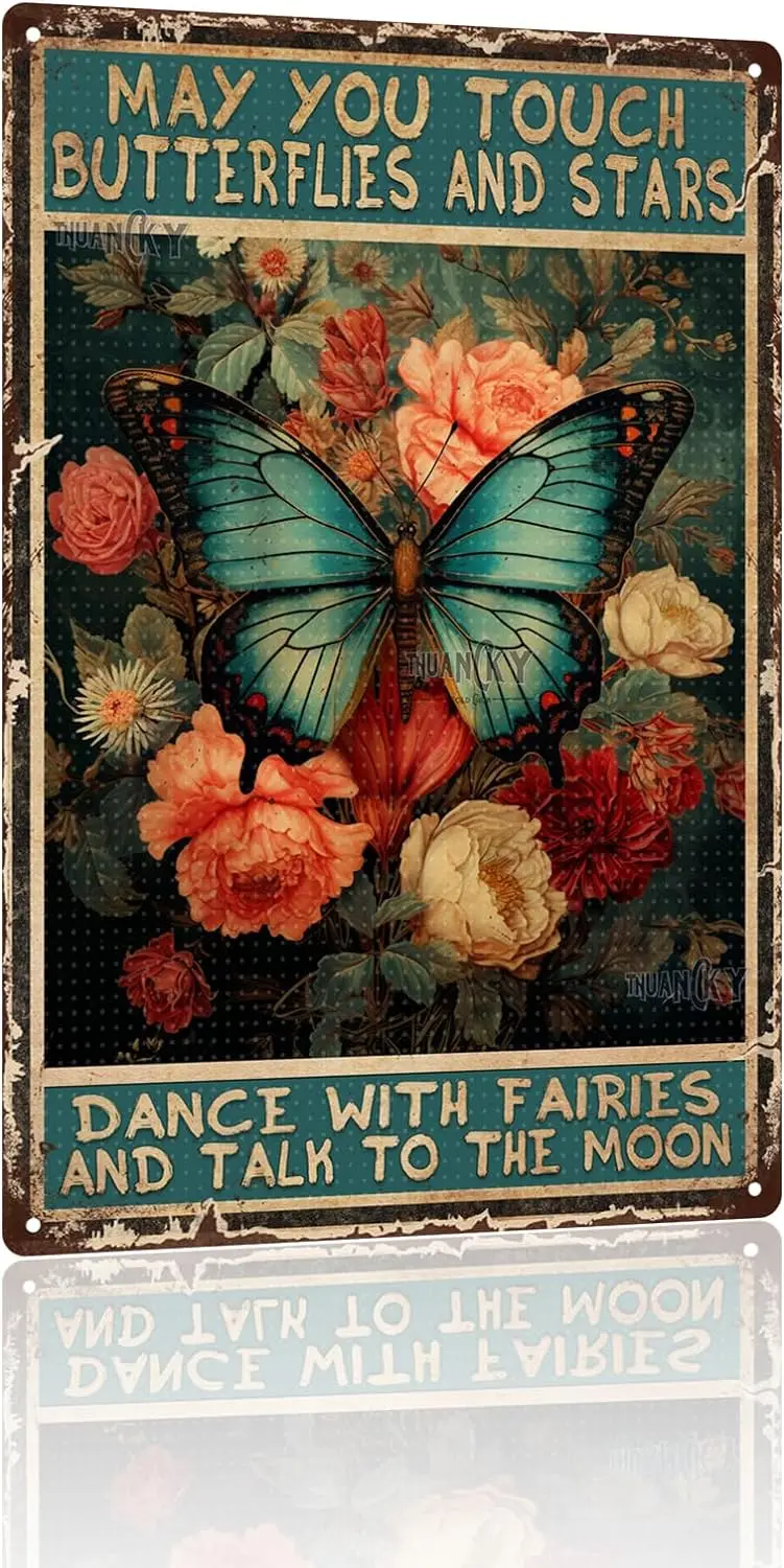 Aluminum Vintage Tin Signs Sign Insect Retro Tin Signs May You Butterflies And Stars Dance With Fairies And Talk