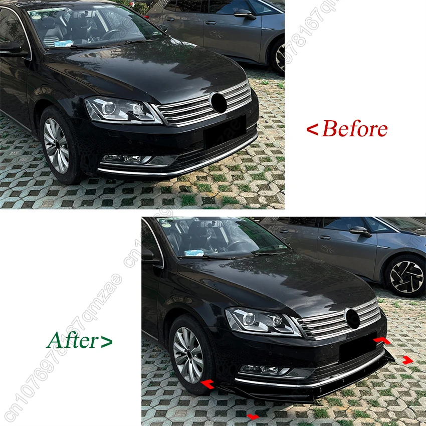 

Глянцевая черная накладка на передний бампер для VW Volkswagen Passat B7 Standard 2010-2015, нижний диффузор, защитная накладка, обвес, спойлер