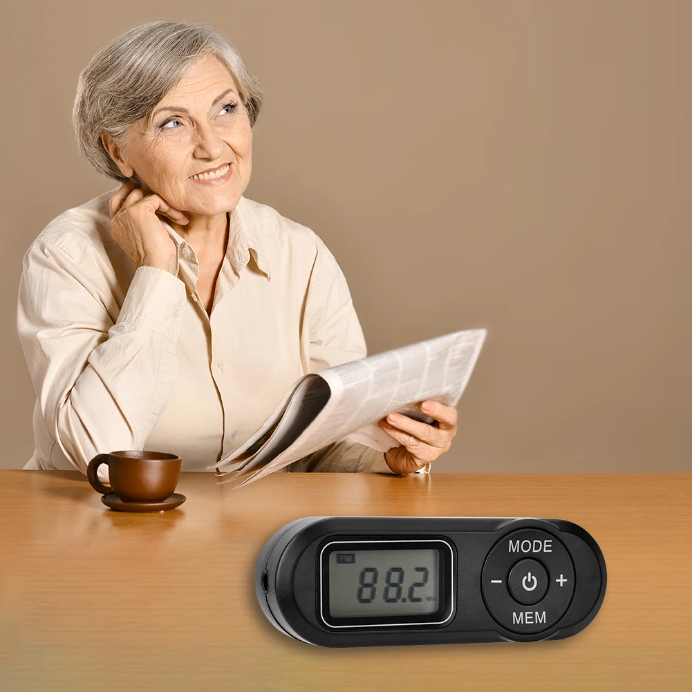 راديو صغير محمول جيب صغير راديو LCD شاشة ديجيتال ريترو قابلة للشحن مشغل FM استقبال #3