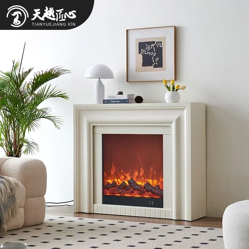 French fireplace decorative cabinet, cream wind mantel simulation fire electronic fireplace core home customizationHY