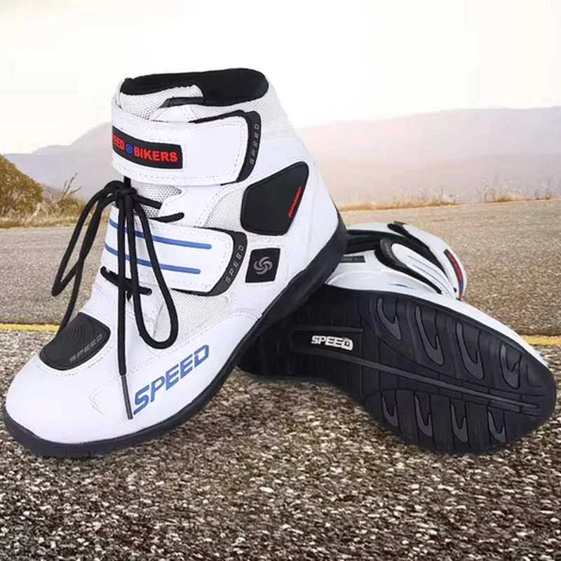 

Waterproof Non-Slip Motocross Dirt Biker Short Boots | Men's Soft Pro Motorcycle Shoes Moto Accessories for Bikers Motorboats