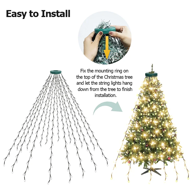 LED Fairy String Light Outdoor Waterfall Lamp USB Rechargeable for Wedding Holiday Garden Decoration Christmas Tree String Light