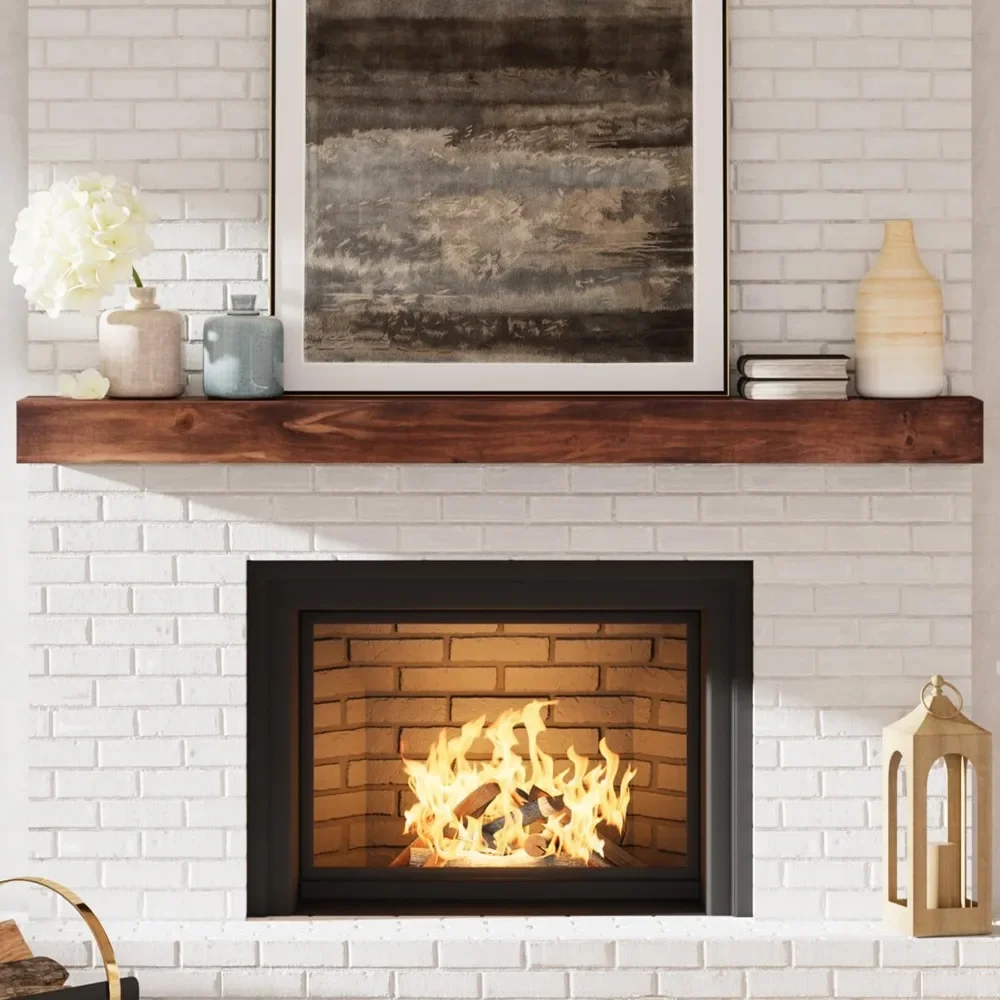 Fireplace Mantel,72 in Handcrafted Solid Mantel Shelf with Invisible Heavy Duty Metal Bracket, Floating Mantel Shelf