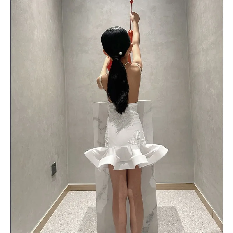 فستان رقص لاتيني مطبوع مخصص للأطفال ملابس ممارسة ملابس الأداء Chaussure Danse Latine Femme