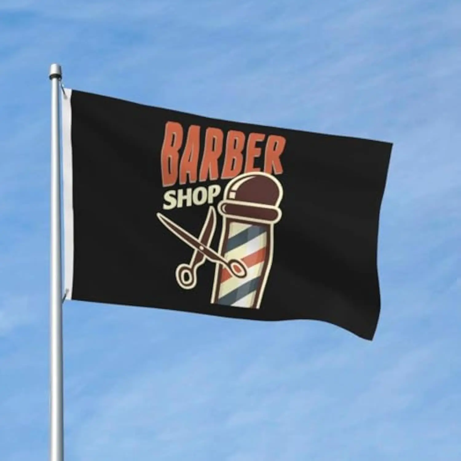 Barber Shop Scissors Pole Flag 3x5FT 4x6FT Single-sided Printing Polyester Yard Home Decoration Banner