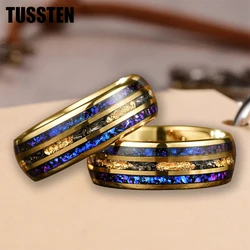 TUSSTEN 6/8MM Tungsten Rings For Men Women Orion Nebula Opal Meteorite Gold Foil Inlay Engagement Wedding Promise