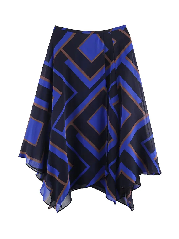 

Женская весенняя модная универсальная юбка миди с принтом и асимметричным подолом, повседневная, в стиле High Street, на молнии, для города, для женщин