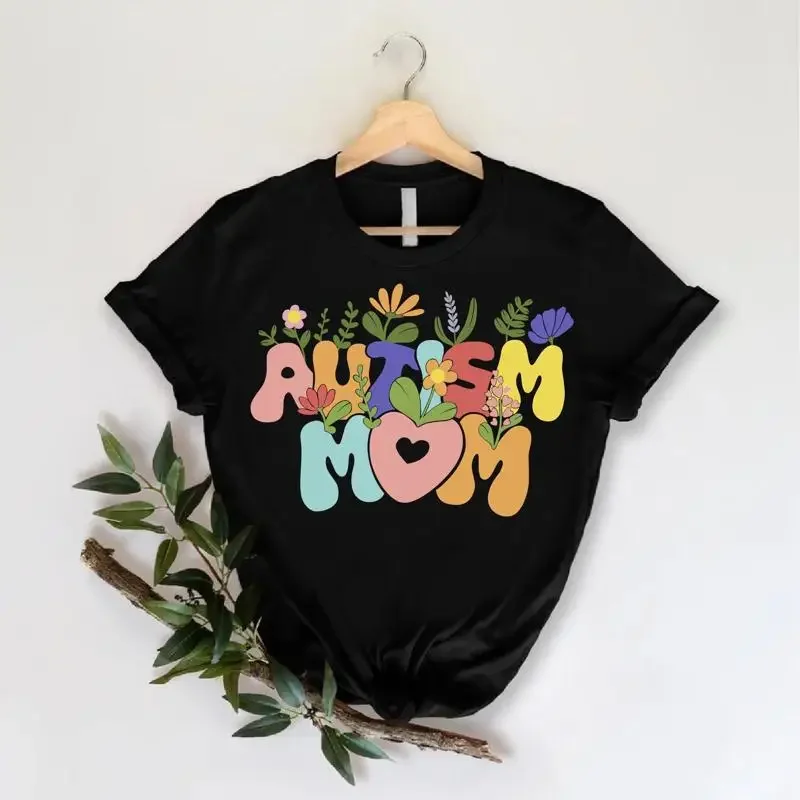 Autism Mom Floral T Shirt Awareness Womens Flower Neurodiversity Equality For