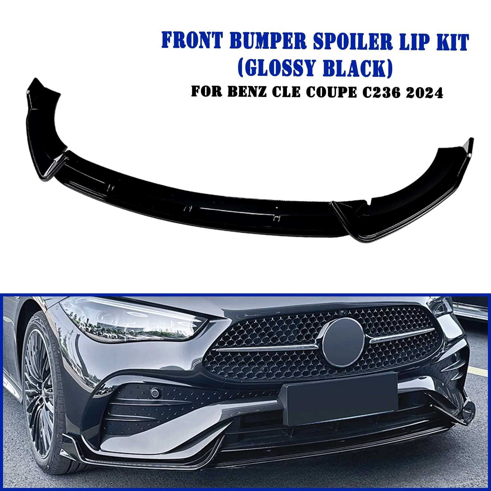 Front Bumper Spoiler Lip Lower Splitter Blade Guard For Mercedes Benz CLE Coupe C236 2024+