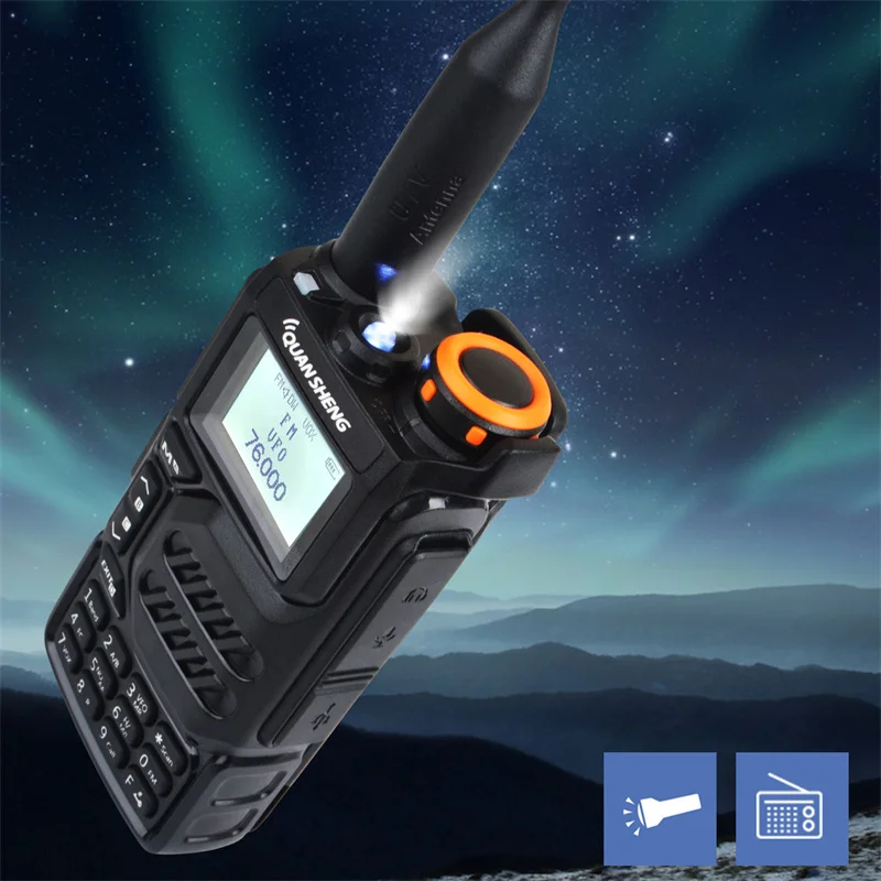 QUANSHENG UV-K5 5W High-power Walkie Talkie 50-600MHz Air Band NOAA DTMF Scrambler LED Flashlight Portable Multi-band Transceive