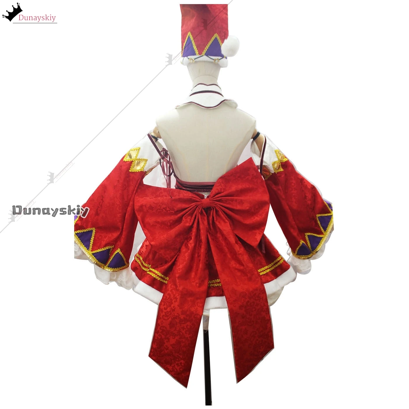 Customized Anime Emilia Cosplay Christmas Outfits Dress Costumes Red Lolita Cake Dress Wig Shoe Set Halloween Disguise Women view 3
