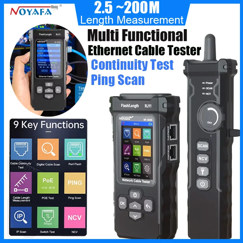 NOYAFA NF-8506Ethernet CableTester with PING test/IP scan Network Cable Tester RJ45 RJ11 Cable Tracker Network Measurement Tools