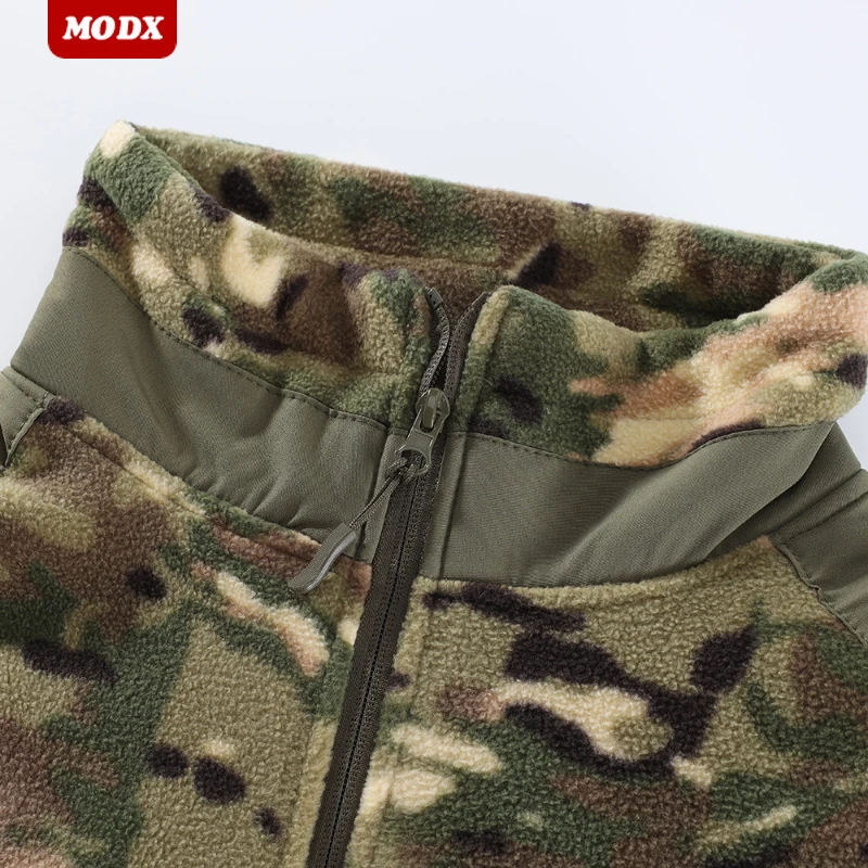 New Thick Men Outdoor Camouflage Warm Jacket Stand Collar Double Sided Polar Fleece Coat Sports Cycling Hiking Tactics Outwear — zdjęcie 5