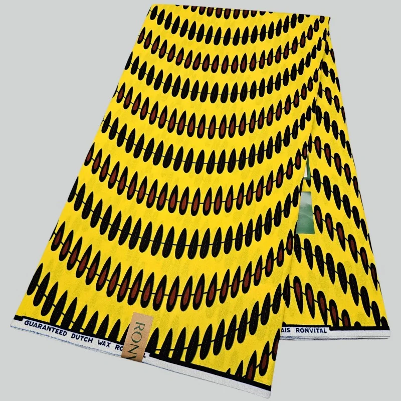 

6 ярдов длинных животных с принтом зубов желтого хлопка в африканском стиле восковая ткань для шитья платья дивана занавеска скатерть шириной 120 см R2744