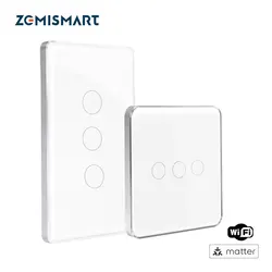 Zemismart Matter WiFi US EU Wall Light Switch 1 2 3 4 Gangs Neutral Required with Touch Panel SmartThings App Homekit Control