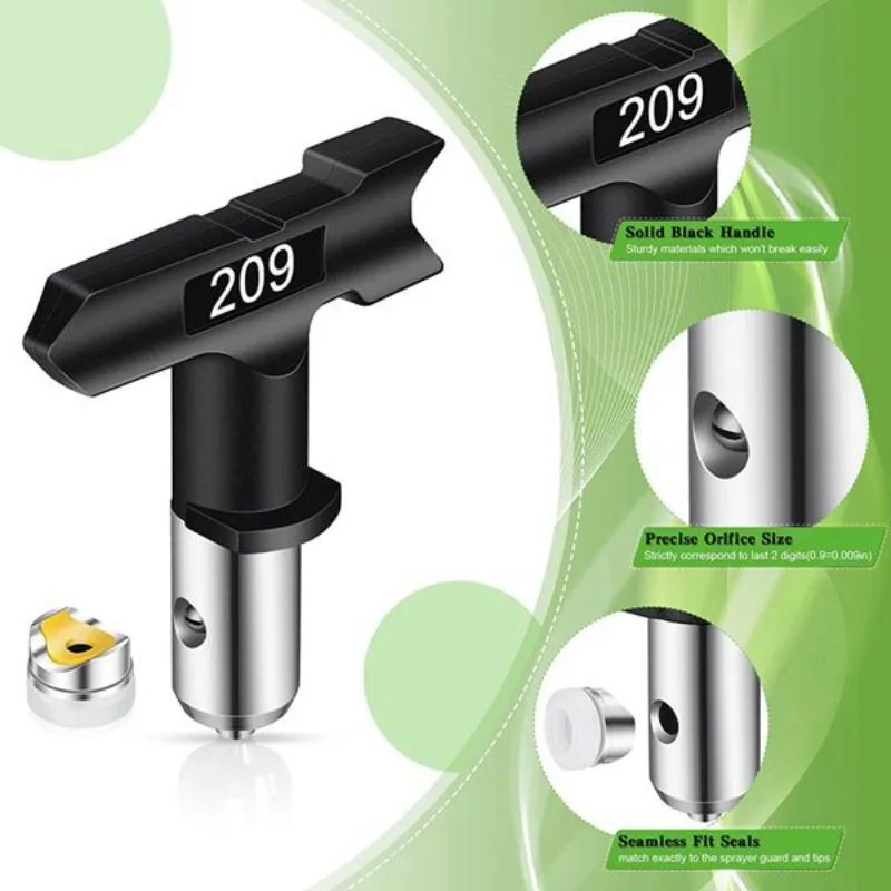 1 set, color: black, material: metal 6-piece nozzle with seal, black reversible airless