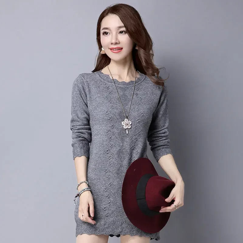 Suéteres coreanos de punto con cuello con volantes para mujer, ropa holgada informal para otoño e invierno, Tops con mangas de mariposa 2024