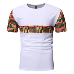 White Patchwork African Dashiki T Shirt Men 2023 Summer New Short Sleeve African Clothes Streetwear Casual Camisetas Hombre XXL