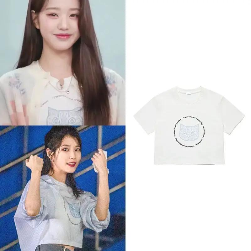 Kpop girl group IU Ive Jang Wonyoung Women casual loose student short-sleeved Wonyoung summer t-shirt Gift