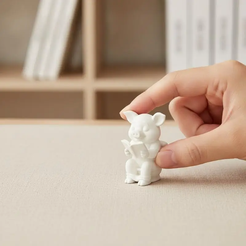 Funny Pig Sitting On Toilet Decor Resin Tabletop Wall Mounted Ornament for Bathroom Home Office Restroom