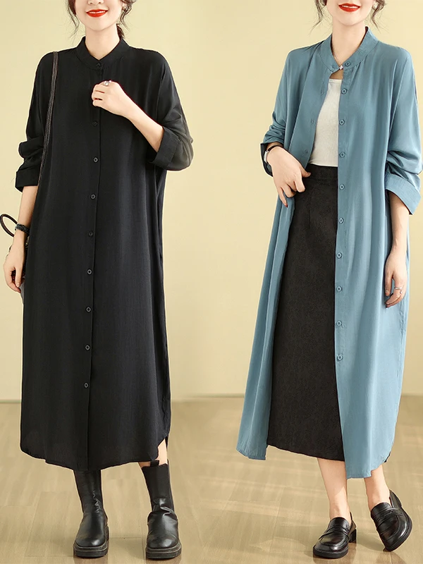 Long Sve Damen irt Dr Hong Kong Sle Loose Fit Split Design Autumn Faion Neu eingetroffenes Kleidungsstück Keine Etikettierung erforderlich