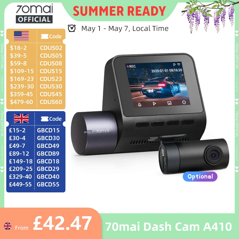 70Mai Dash Cam A410…
