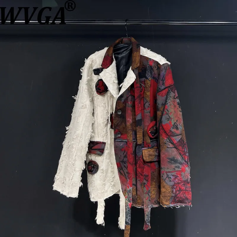 WVGA Spring Autumn New Men Tide Original Design Rose Patchwork Trendy Suit Coats Niche Chic Casual Handmade Flower Blazer W17341
